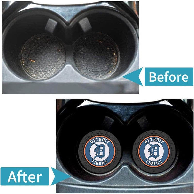 EMIJOY Tigers Car Cup Holder Coasters for Baseball Fans,Detroit Tigers Car Coasters for Vehicle Drink Holder,Baseball Stuffs Detroit Tigers Car Cup Holder Insert,Souvenir/Gifts for Baseball Fans,Car Cup Mat - Image 3